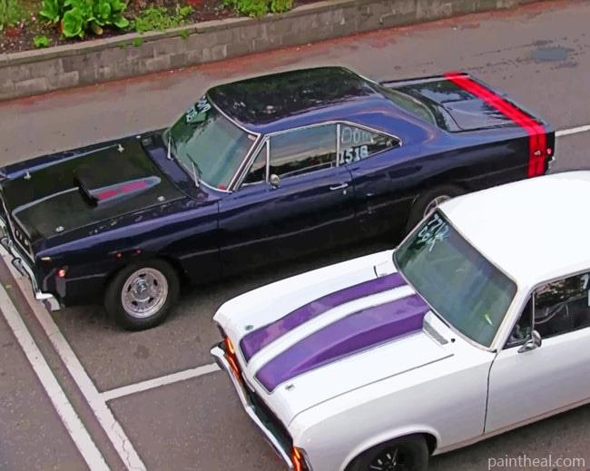 Muscle Cars Parked Painting By Numbers Kits