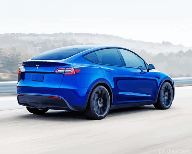 Blue Tesla Y Painting By Numbers Kits