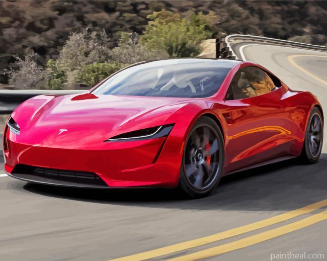 Red Tesla Painting By Numbers Kits