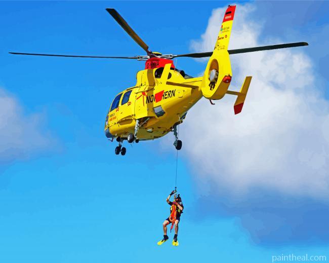 Yellow Medical Helicopter Painting By Numbers Kits