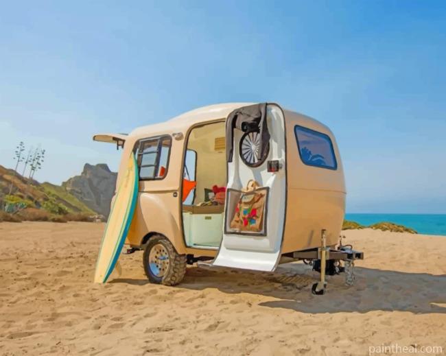 Aesthetic Beige Camper Painting By Numbers Kits