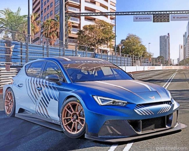 Blue Cupra Leon Painting By Numbers Kits