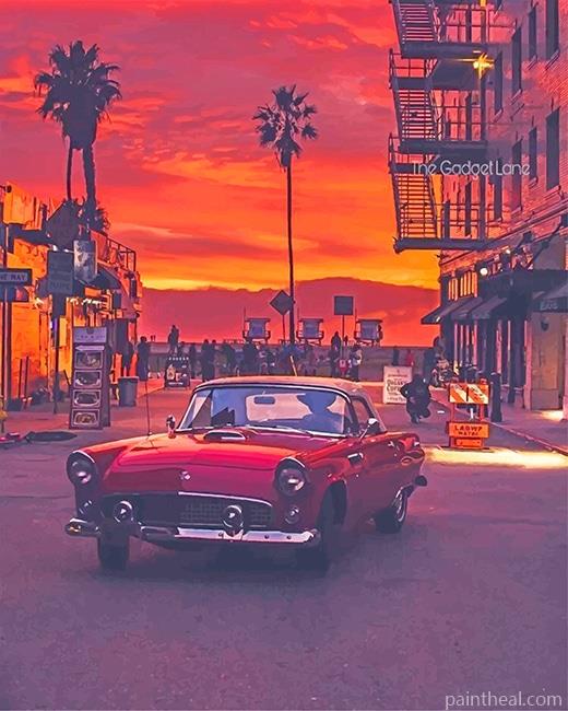 VW In California Streets Sunset Painting By Numbers Kits