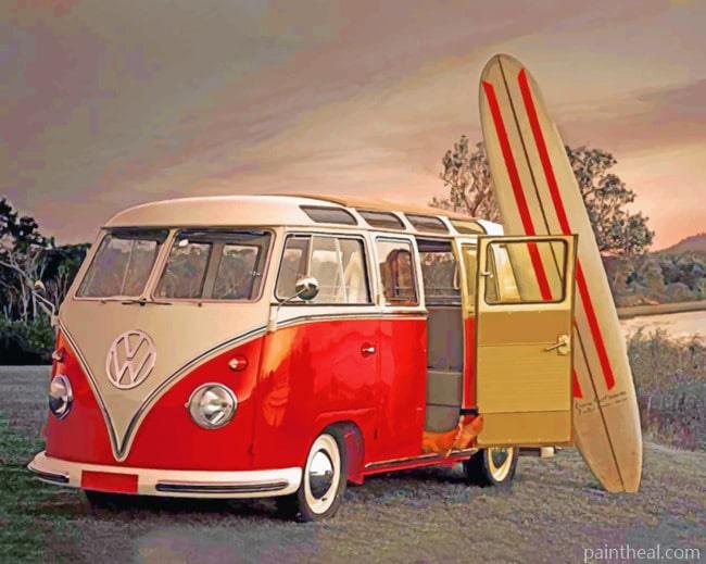 Vintage Red VW Painting By Numbers Kits