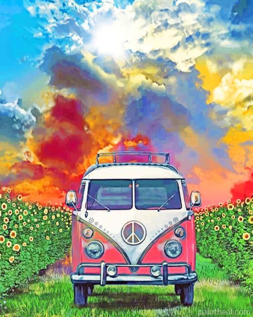 VW Bus In Farm Painting By Numbers Kits