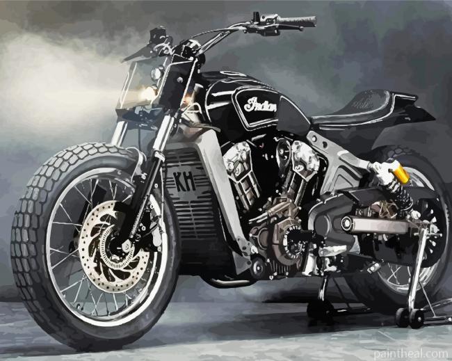 Black Indian Motorcycle Scout Bobber And Smoke Painting By Numbers Kits