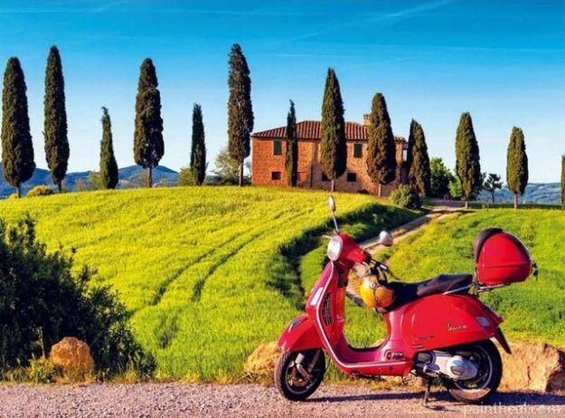 Scooter in Toscana Farm Painting By Numbers Kits