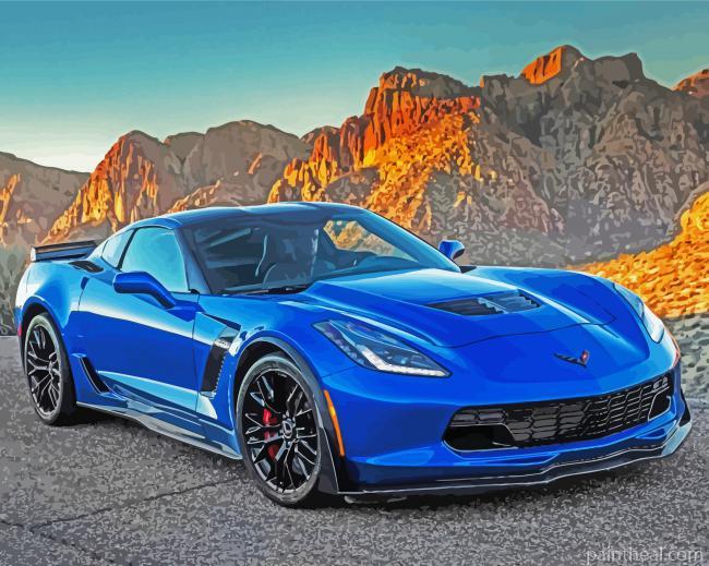 Blue Corvette Chevrolet Painting By Numbers Kits
