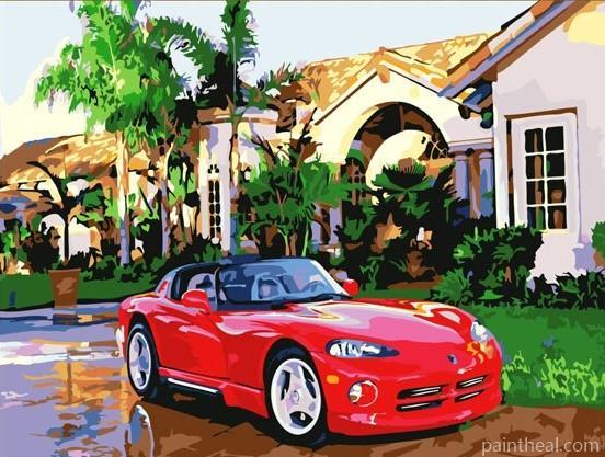 Red Ferrari Car Painting By Numbers Kits