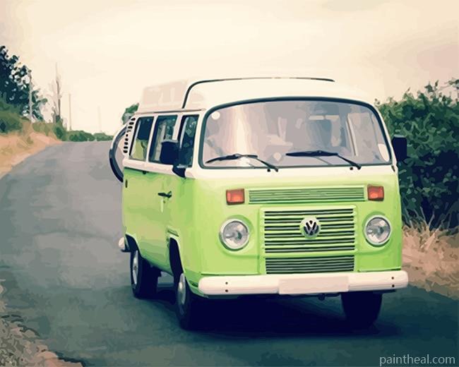 Green Volkswagen Van Painting By Numbers Kits