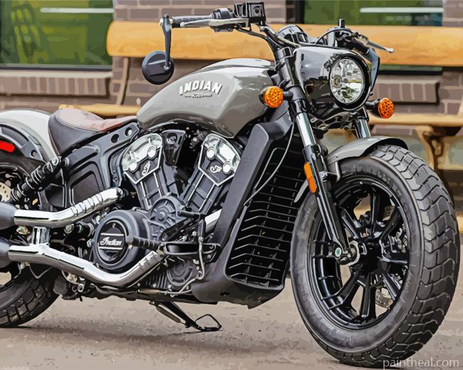 Grey Indian Motorcycle Scout Bobber Painting By Numbers Kits