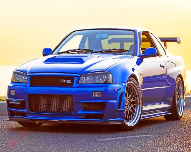 Blue R34 Camaro Painting By Numbers Kits