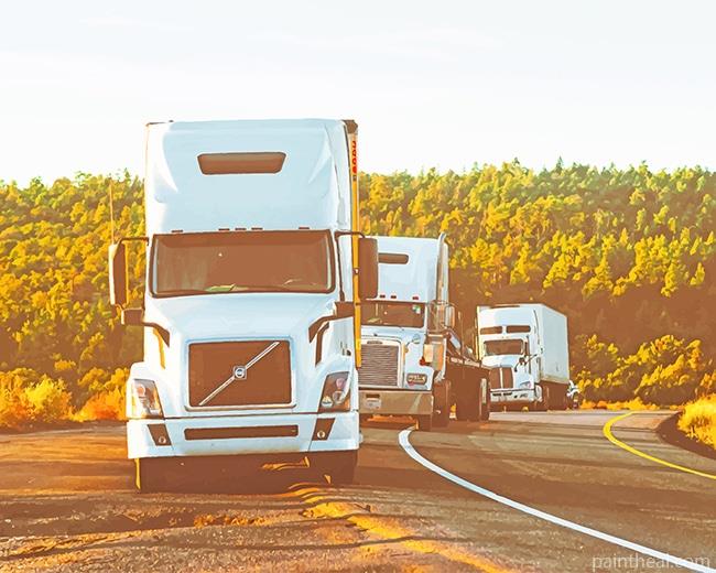 White Volvo Trucks Painting By Numbers Kits