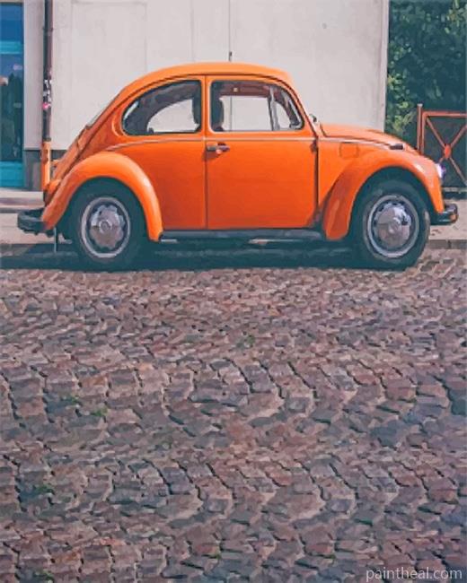 Orange VW Beetle Painting By Numbers Kits