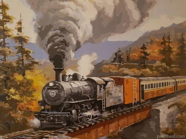 Train Railway In Nature Painting By Numbers Kits