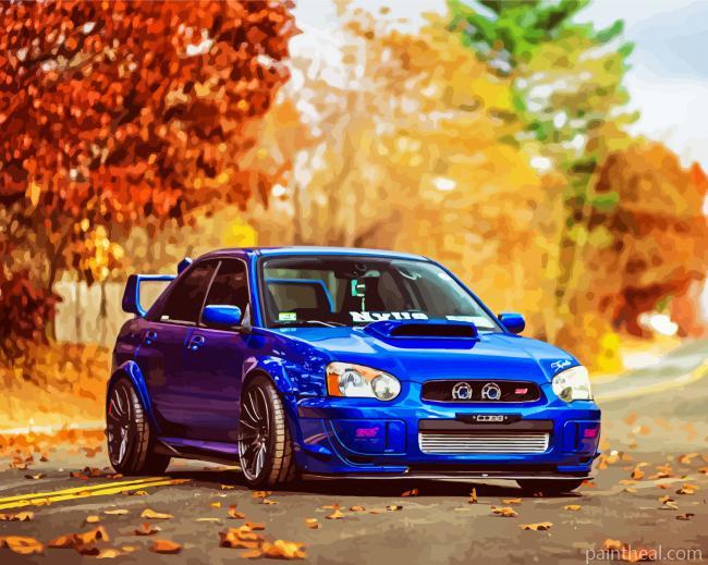 Blue Subaru Impreza WRX Painting By Numbers Kits