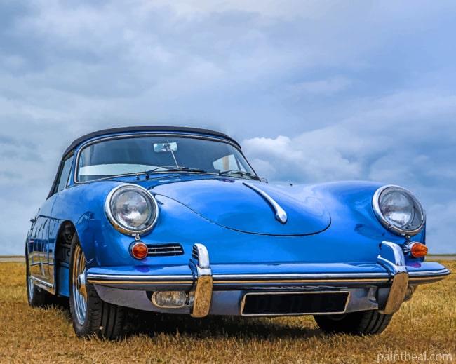 Blue Porsche 356 Car Painting By Numbers Kits