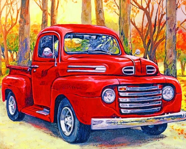 Old Red Pickup Painting By Numbers Kits
