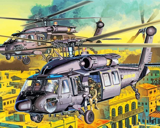 Military Black Hawk Helicopters Painting By Numbers Kits