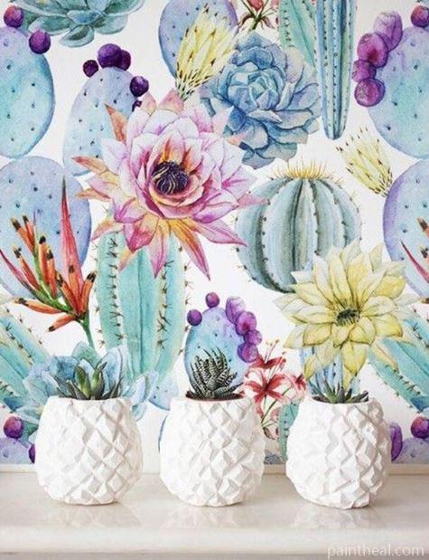 Cactus Flowerpot Flowers Painting By Numbers Kits