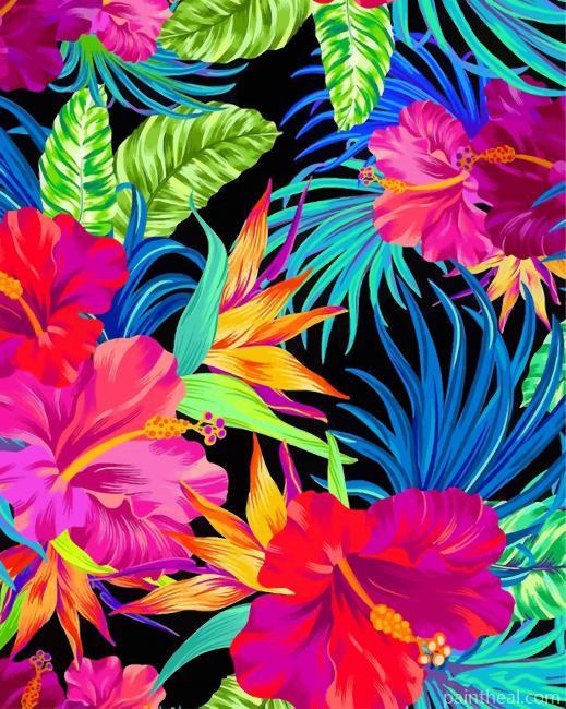 Tropical Flowers And Plants Painting By Numbers Kits