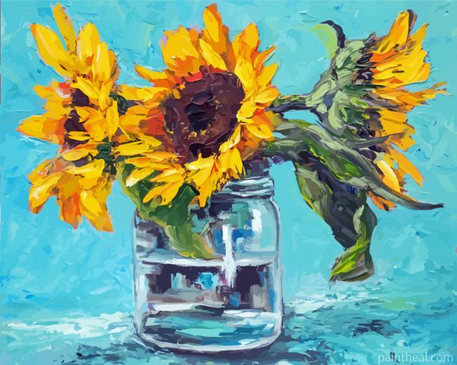 Sunflowers In Mason Jar Painting By Numbers Kits
