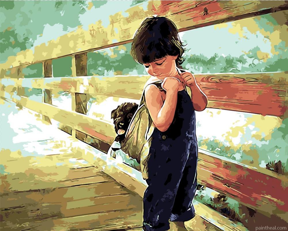 The boy and little dog People Painting By Numbers Kits