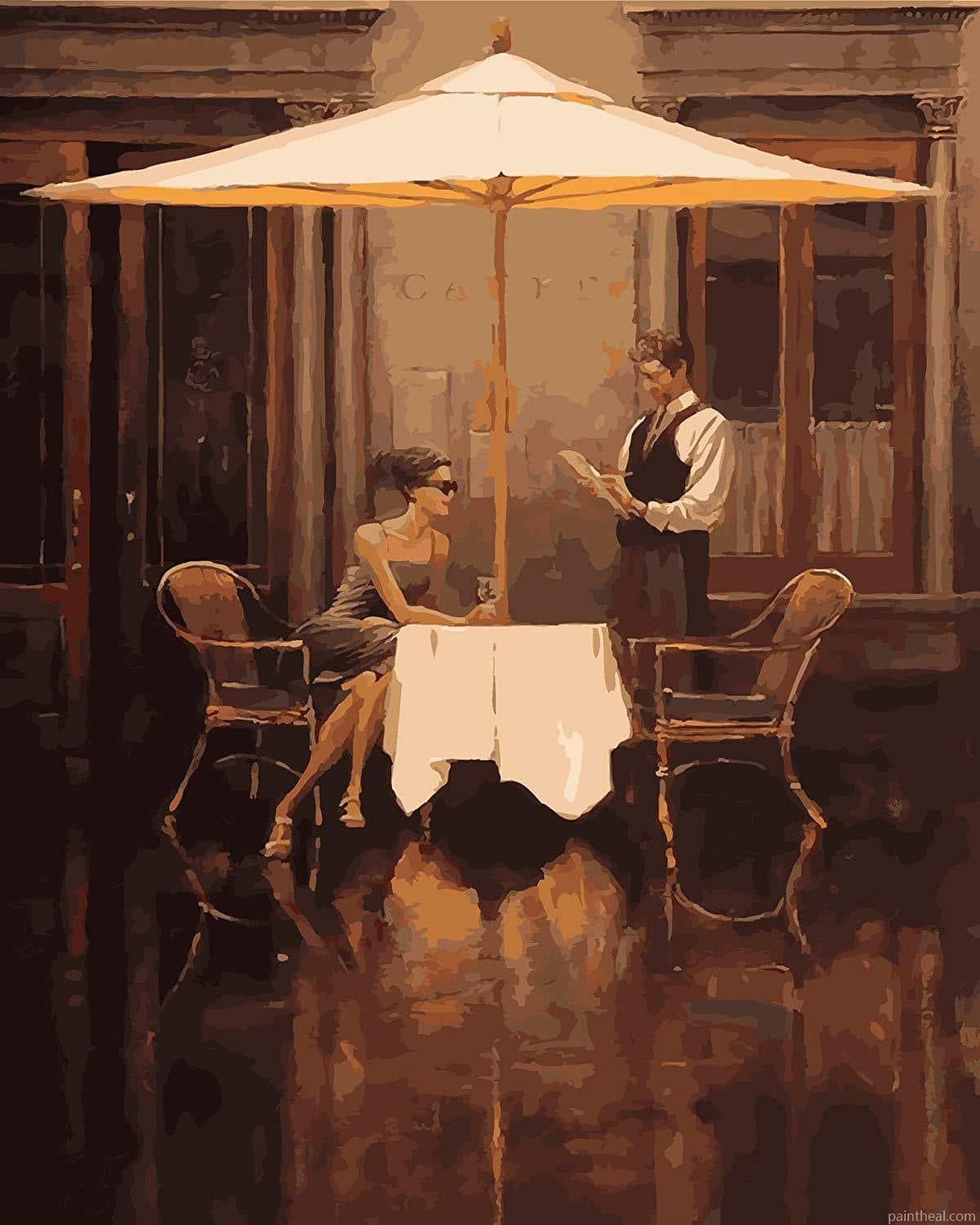Lady in The Cafe People Painting By Numbers Kits