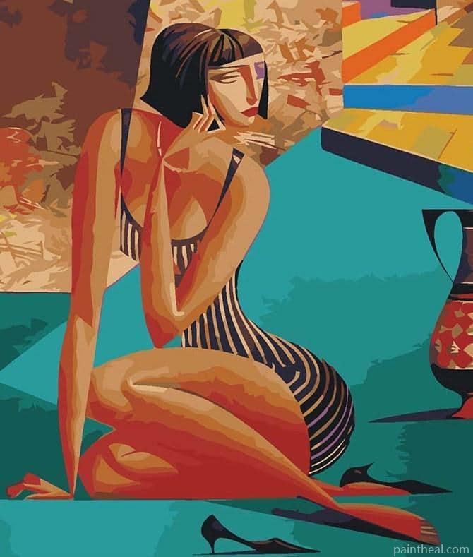 Woman in a Bathing Suit People Painting By Numbers Kits
