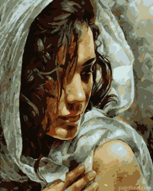 Beautiful Woman with Scarf People Painting By Numbers Kits