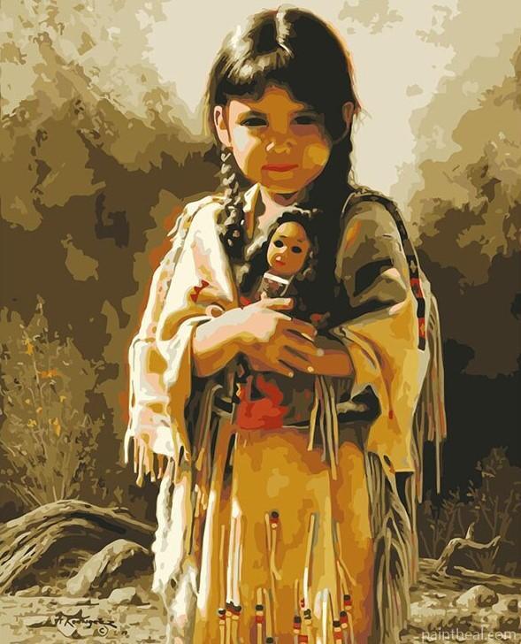 Indigenous Children People Painting By Numbers Kits