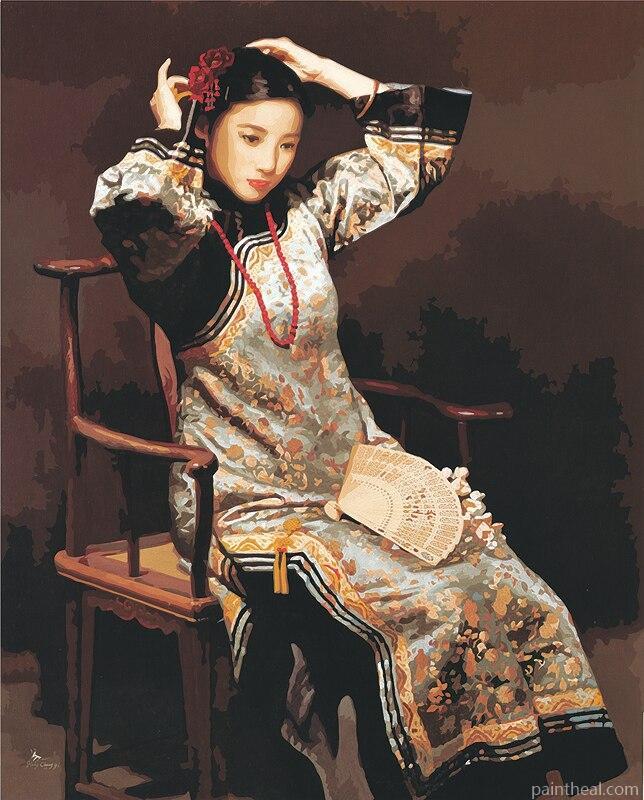 Traditional Chinese Woman People Painting By Numbers Kits