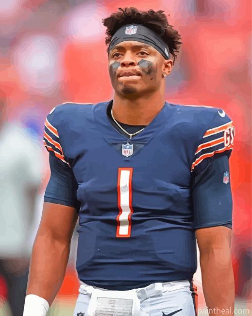 Justin Fields Chicago Bears Quarterback Painting By Numbers Kits
