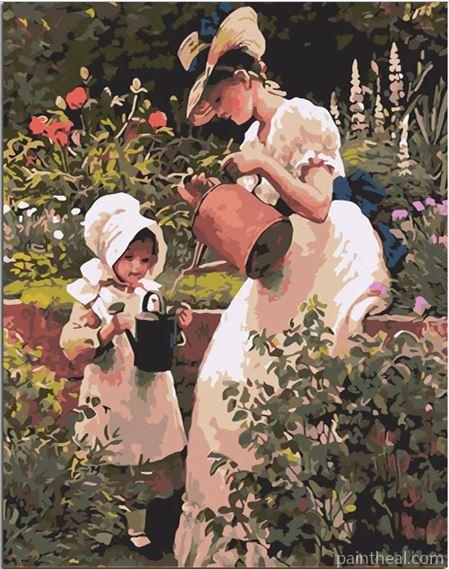 Woman and Girl In the Garden People Painting By Numbers Kits