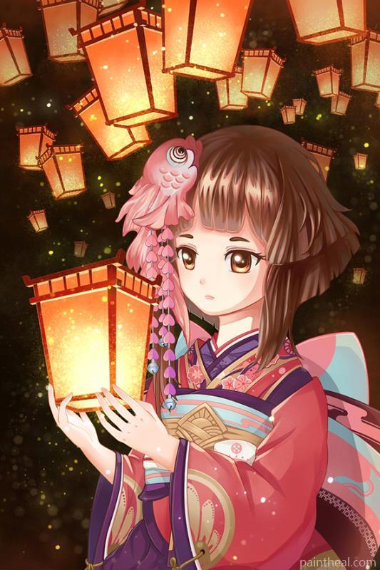 Girl Lamp Cartoon And Animation Painting By Numbers Kits