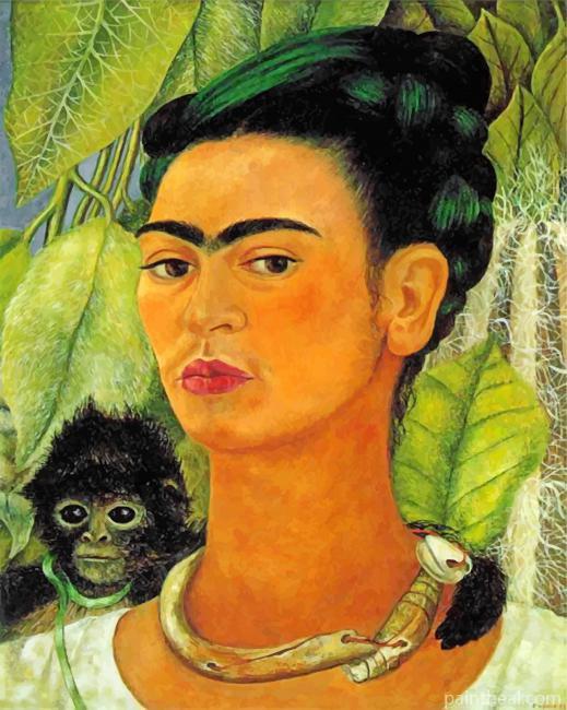 Self Portrait With Monkey Painting By Numbers Kits