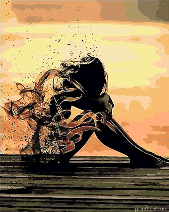 Sad Girl Sitting Alone People Painting By Numbers Kits