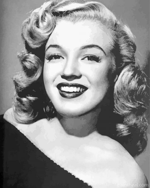 Portrait OF Young Marilyn Monroe Black And White Painting By Numbers Kits