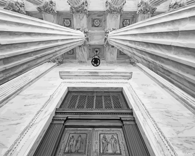 Black And White Old Greek Door Painting By Numbers Kits