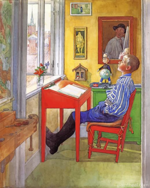 Esbjorn Doing His Homework Painting By Numbers Kits