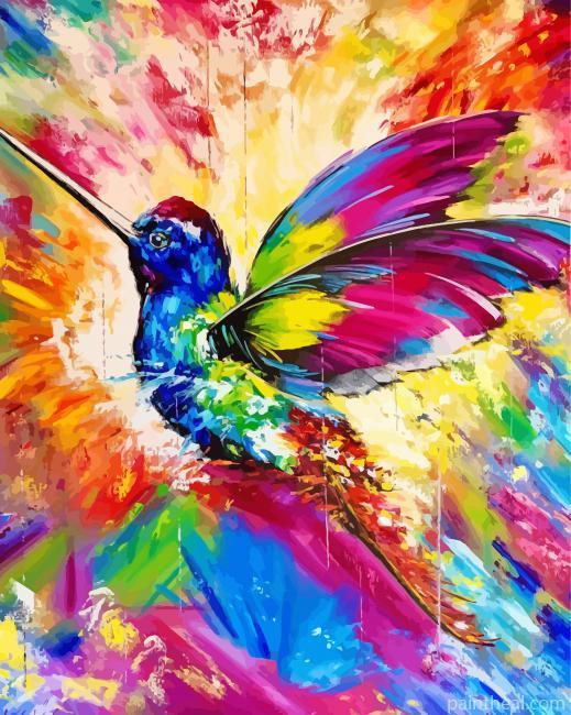 Rainbow Abstract Hummingbird Painting By Numbers Kits