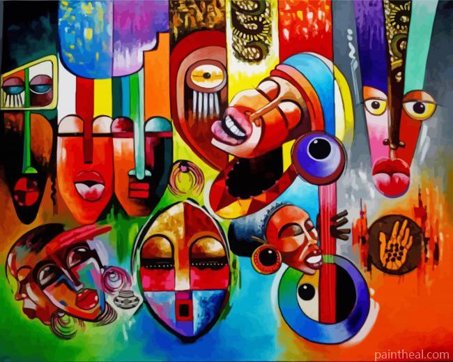 African Abstract Faces Painting By Numbers Kits