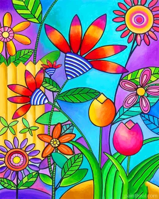 Abstract Flowers Colorful Painting By Numbers Kits