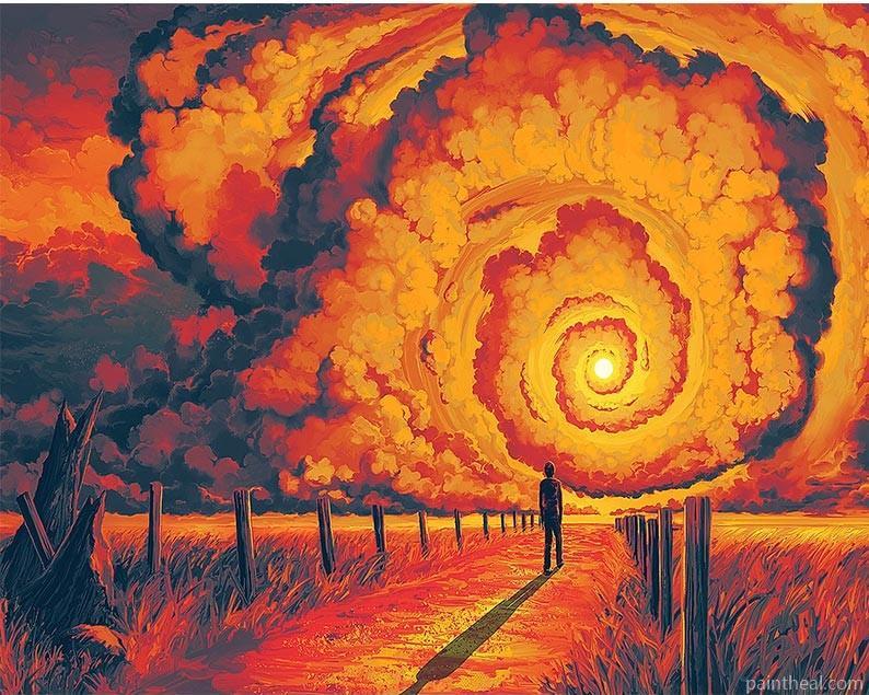 Red Storm Scene Painting By Numbers Kits
