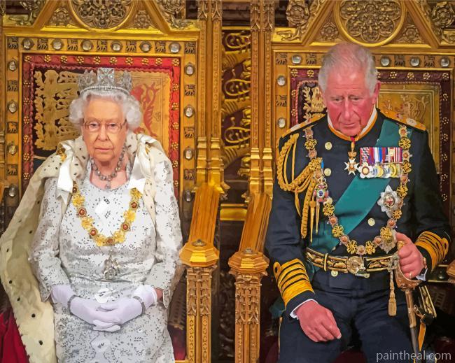 Queen Elizabeth And Prince Charles Painting By Numbers Kits