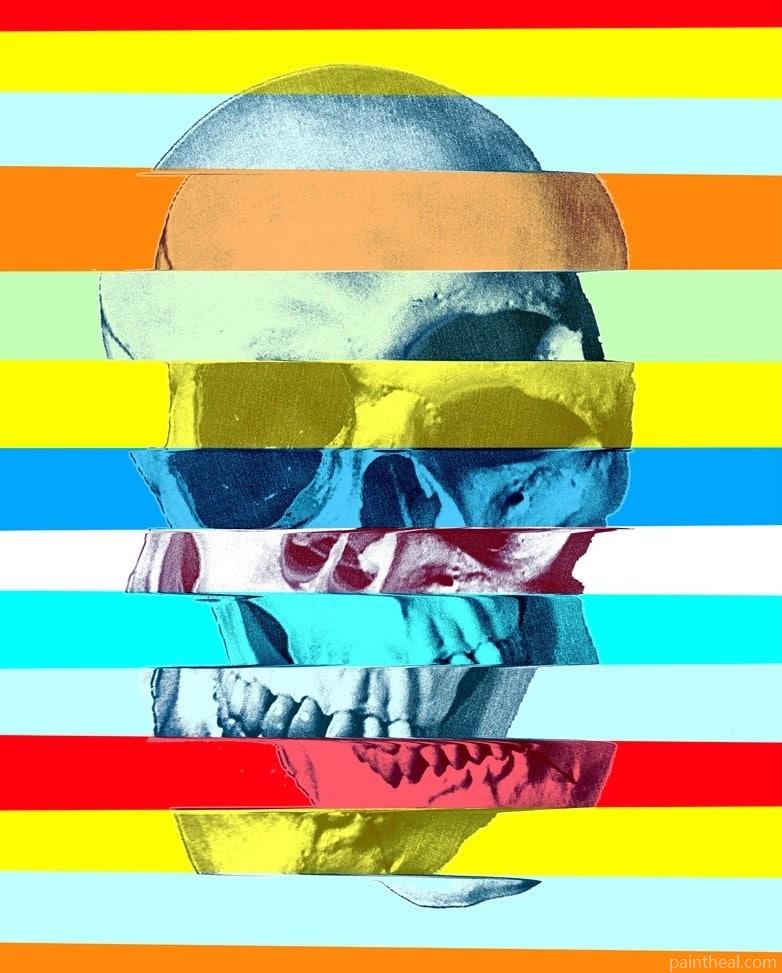 Glitch Skull Abstract Painting By Numbers Kits