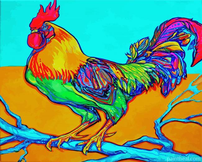 Abstract Rooster On Branch Painting By Numbers Kits