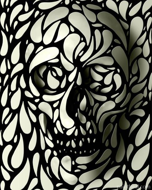 White and Black Abstract Skull Painting By Numbers Kits