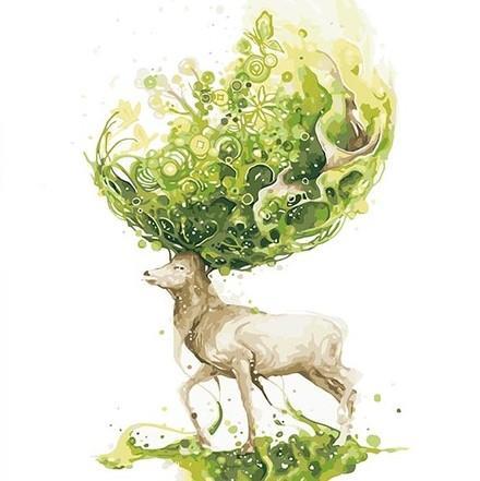 Green Deer Animals Painting By Numbers Kits