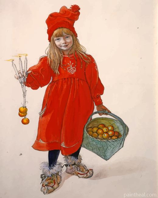 Christmas Apple Girl Painting By Numbers Kits